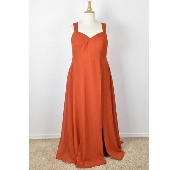 Azazie Dresses & Skirts - Azazie JULIE Burnt Orange A-Line Sweetheart Neckline Chiffon Dress - 20
